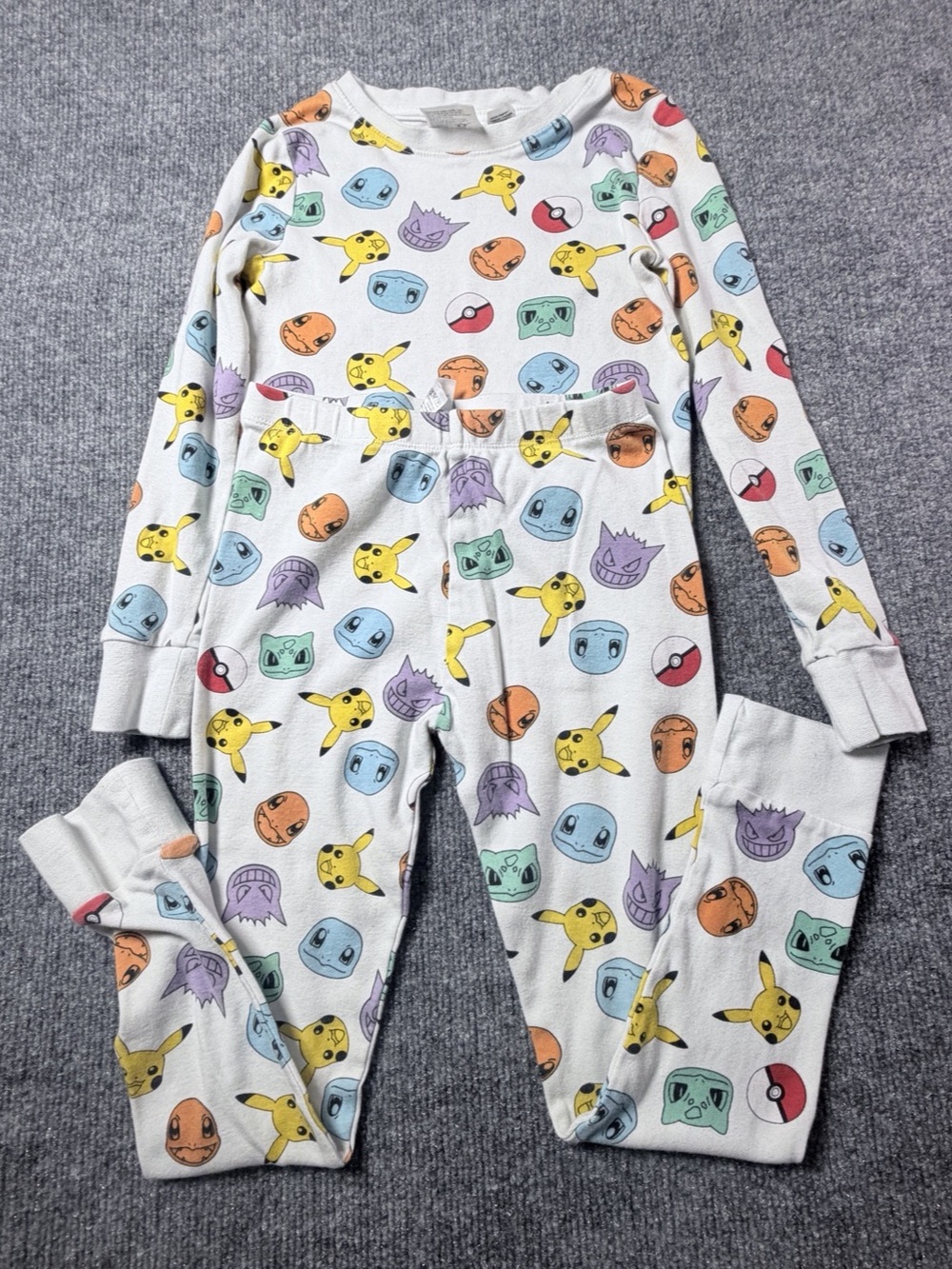 H&M Pokémon Pikachu Unisex Kids 8Y 2-Piece Pajama Set Cotton Knit Long Sleeve